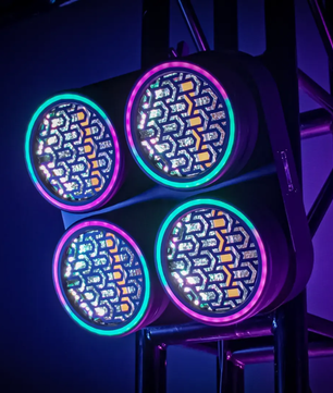 Blizzard Lighting Lux Quadra X4 | 4x50W WW Blinder with RGB Ring | Aura FX + DMX & TRUE1