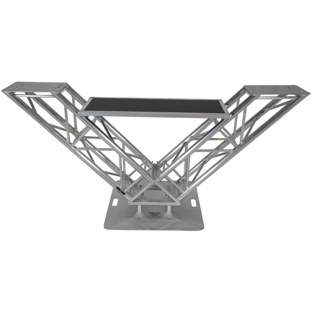 ProX XT-VERRAZANO30 | V-Shape Aluminum Truss DJ Table | Elevated Shelves with 30in Base Plate