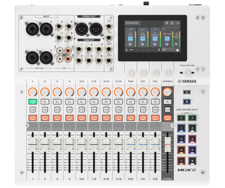 Yamaha MGX12 W | 18-Channel Digital Mixer with USB & SD Recording | White Finish with Bluetooth and Touchscreen FX