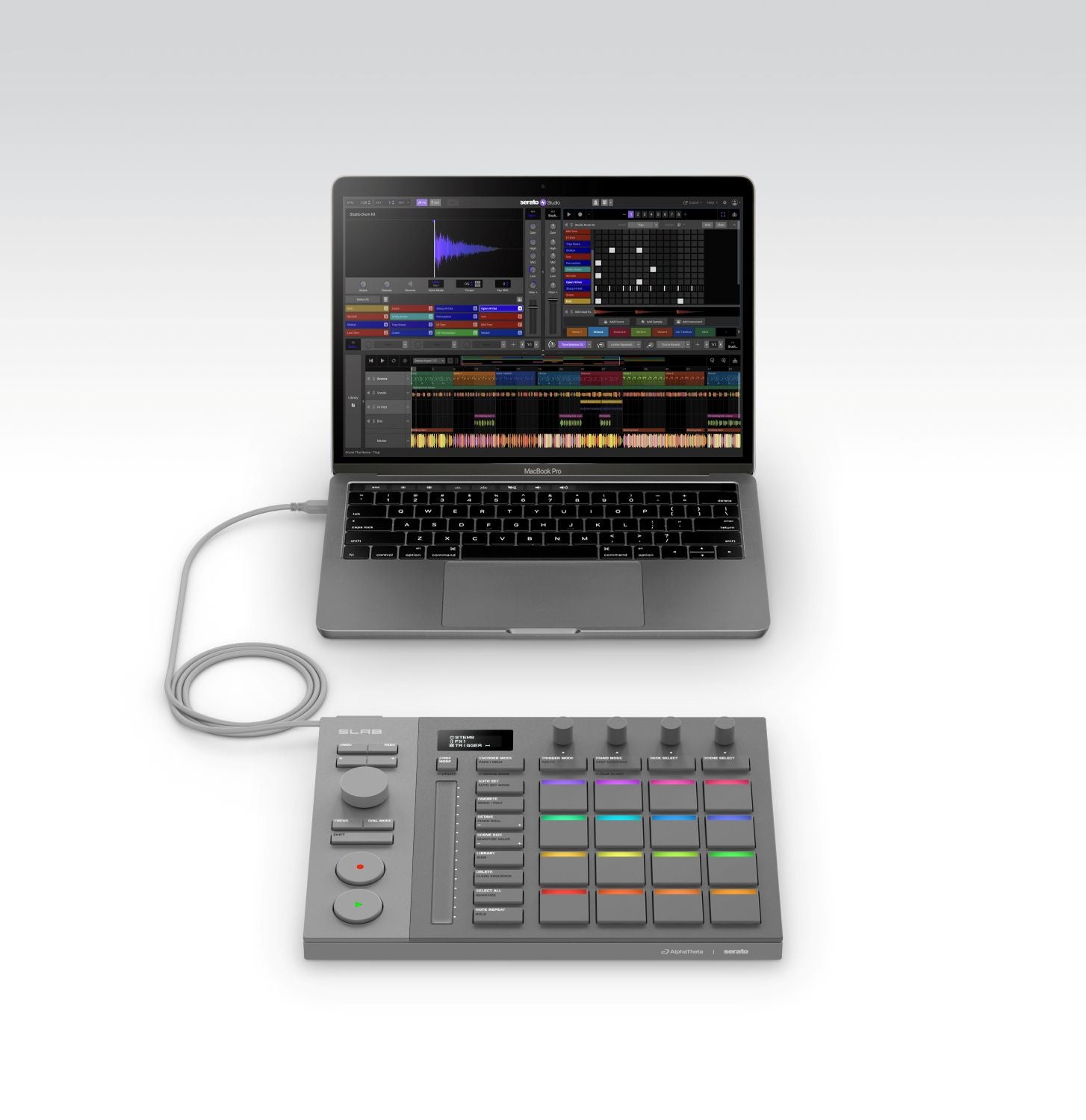 AlphaTheta Slab | Serato Studio MIDI Controller | OLED, Touch Strip & RGB Pads