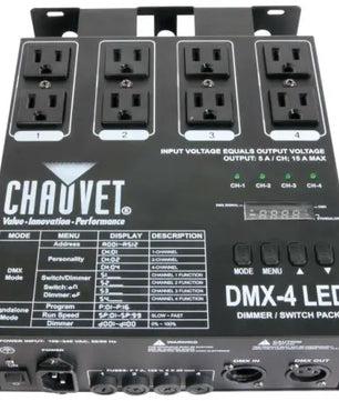 Chauvet DJ DMX-4 | 4-Channel Dimmer & Relay Pack | DMX Control for Non-DMX Fixtures
