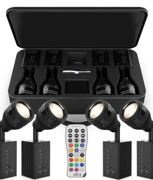 Chauvet DJ EZPin Zoom Pack | 4 Battery-Powered Pin Spots with Zoom | Magnetic Mount & Carry Bag Included