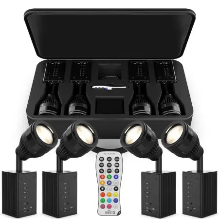 Chauvet DJ EZPin Zoom Pack | 4 Battery-Powered Pin Spots with Zoom | Magnetic Mount & Carry Bag Included
