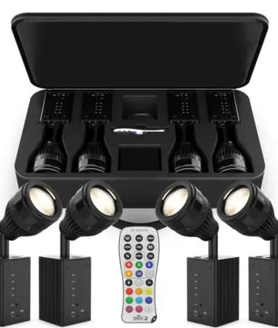 Chauvet DJ EZPin Zoom Pack | 4 Battery-Powered Pin Spots with Zoom | Magnetic Mount & Carry Bag Included