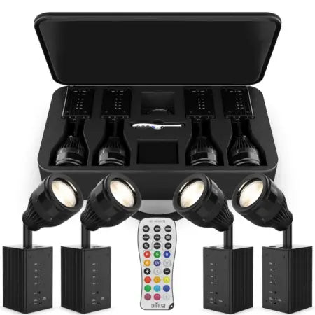 Chauvet DJ EZPin Zoom Pack | 4 Battery-Powered Pin Spots with Zoom | Magnetic Mount & Carry Bag Included