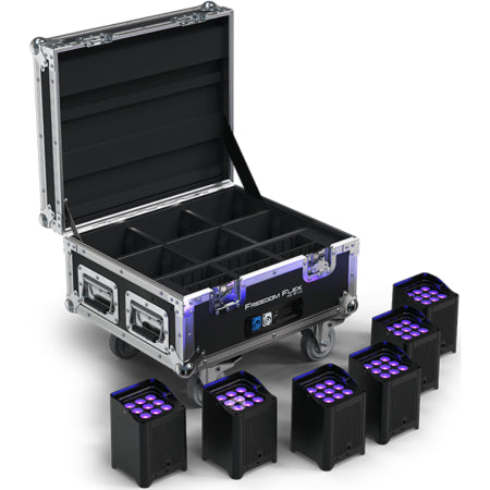 Chauvet DJ Freedom Flex H9 IP X6 | 100% Wireless Hex LED Uplight Kit | IP54 Outdoor-Ready with Charging Case