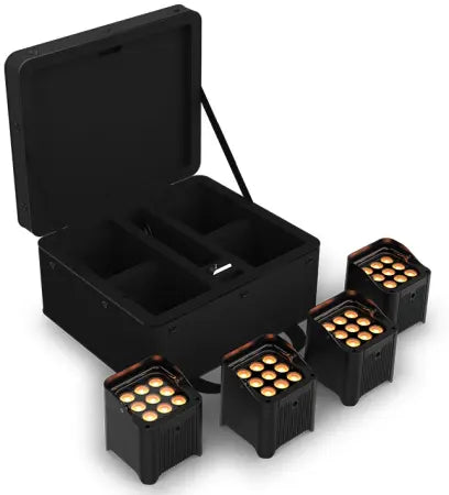 Chauvet DJ Freedom Par Q9 X4 | 4-Fixture Wireless Uplighting Kit | Bag, Multi-Charger & Remote Included