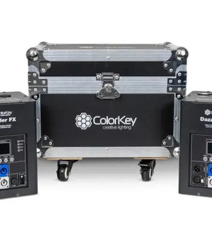 Color Key Dazzler FX MKII 2-Pack | Dual Cold Spark Machines with Wireless Control & Road Case (Black)