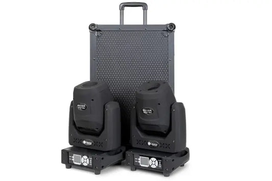 Color Key Mover Spot 150 2-Pack | 90W LED Moving Heads with Dual Gobos + Flight Case Trolley