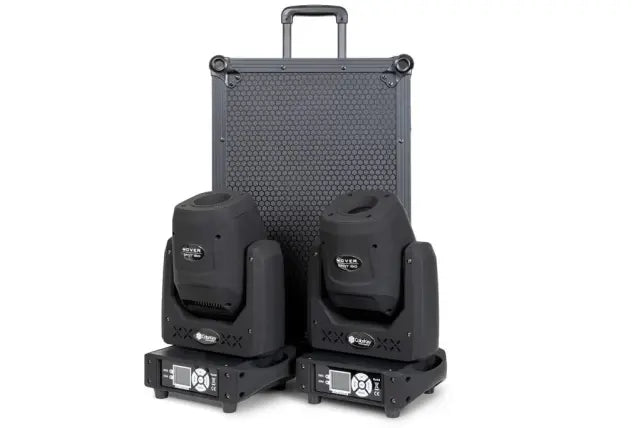Color Key Mover Spot 150 2-Pack | 90W LED Moving Heads with Dual Gobos + Flight Case Trolley