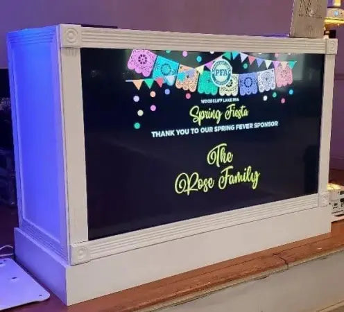 Timber Groove Glide | Rolling DJ Booth, Intrated Video Screen, Finished Wood