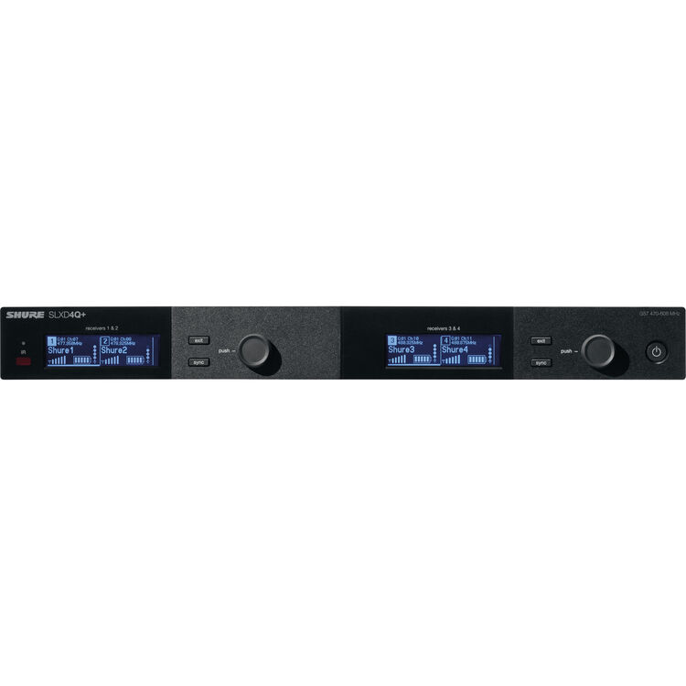 Shure SLXD4Q+ (G57 Band) | Quad Digital Wireless Receiver | 4-Channel UHF with Ethernet & Cascade