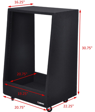 Odyssey CRS14USS162232W | 14U Carpeted Studio Rack with Casters | Angled Design with Steel Rails