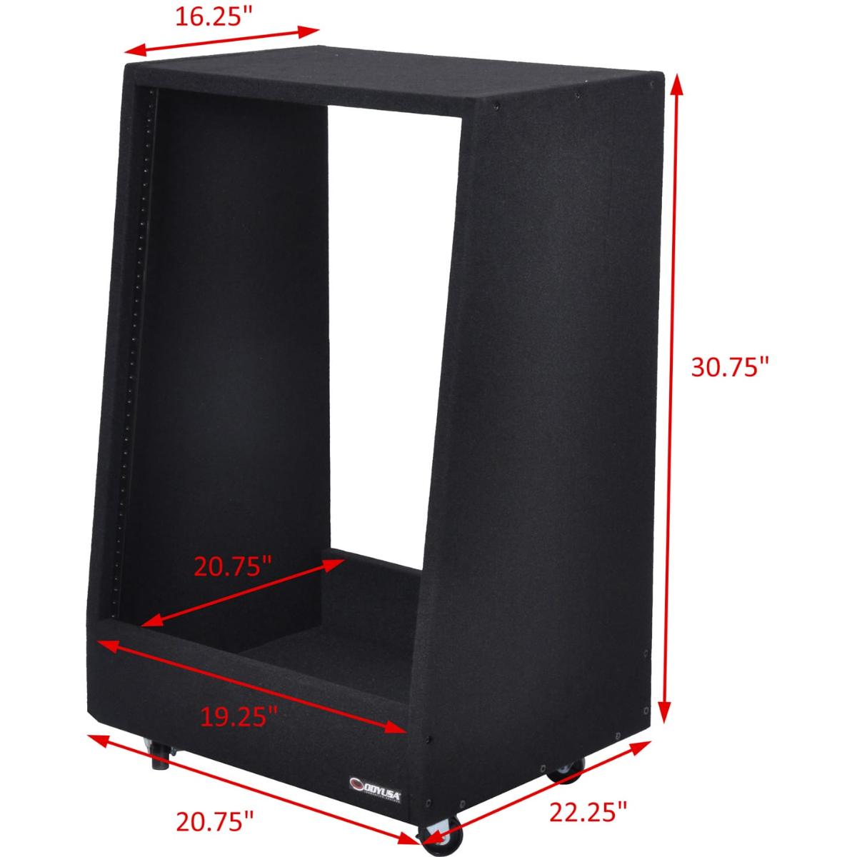 Odyssey CRS14USS162232W | 14U Carpeted Studio Rack with Casters | Angled Design with Steel Rails