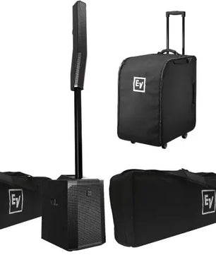Electro-Voice Evolve 50 Package (2x Speaker Systems w/ Rolling Bags) | 12in Woofer - 127dB | Portable Column PA with Covers & Totes