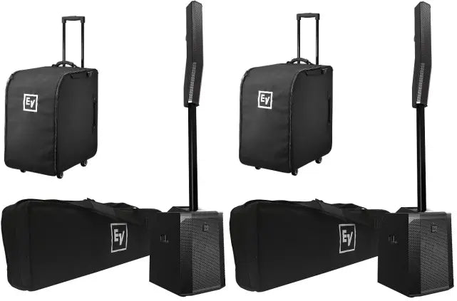 Electro-Voice Evolve 50 Package (2x Speaker Systems w/ Rolling Bags) | 12in Woofer - 127dB | Portable Column PA with Covers & Totes