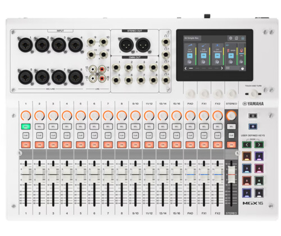Yamaha MGX16 W | 22-Channel Digital Mixer with Dual USB & Touchscreen | Bluetooth & FX – White