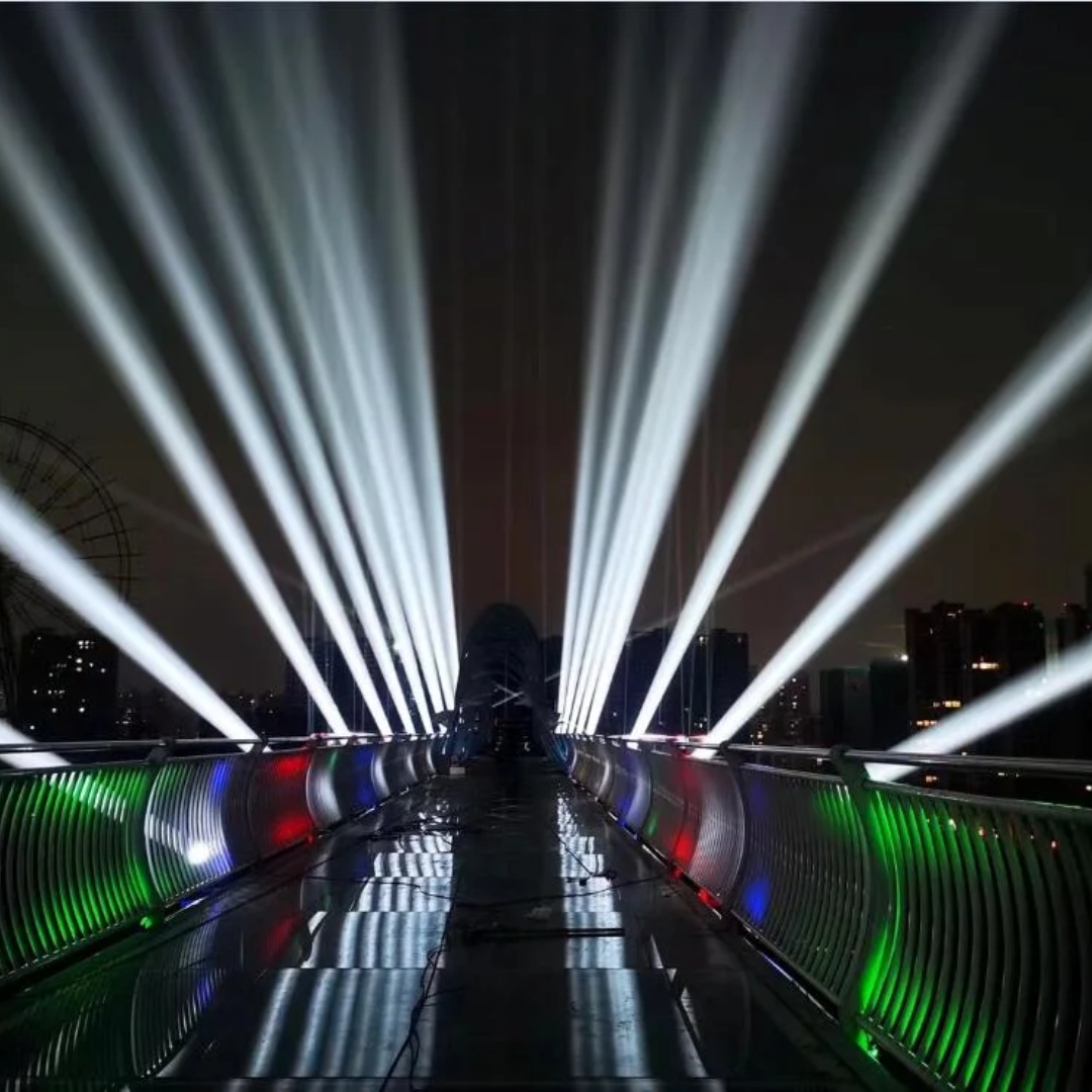 Crisp Jubaris beam 380IP | 380W IP65 Outdoor Beam Light | RGB Halo + Dual Prism FX