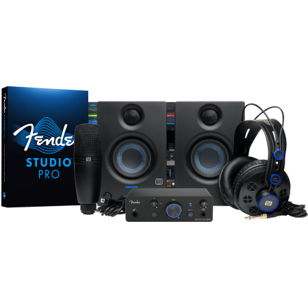 Fender Quantum Complete Bundle | Recording Kit with Interface Mic Monitors | 24-bit 192kHz Studio Package