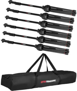 Gator GFW-MIC-6PACKBG | 6-Pack Tripod Boom Mic Stands with Carrying Bag