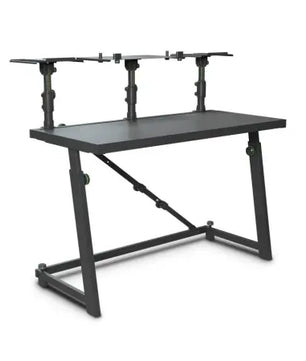 Gravity Stands FDJT 01 | Adjustable DJ Desk with Laptop & Monitor Trays | 1190mm Wide with 50kg Load Capacity