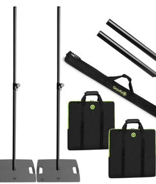 Gravity Stands LS431B EXT Pack | 9.5ft, Square Base Speaker/Lighting Stand with Bags