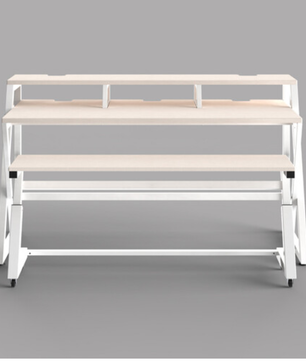 Wavebone Headquarter | Light Wood Studio Workstation Desk | 9U Rack Space with Z Shaped Keyboard Stand