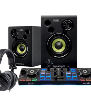 Hercules DJ Starter Kit Worldwide | Starlight Controller + DJMonitor 32 + HDP M40.2 | Complete Serato DJ Lite Package