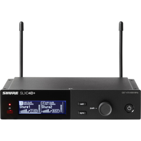 Shure SLXD4DPLUS--G57 | Dual-Channel Digital Receiver | 470-608 MHz Wideband RF