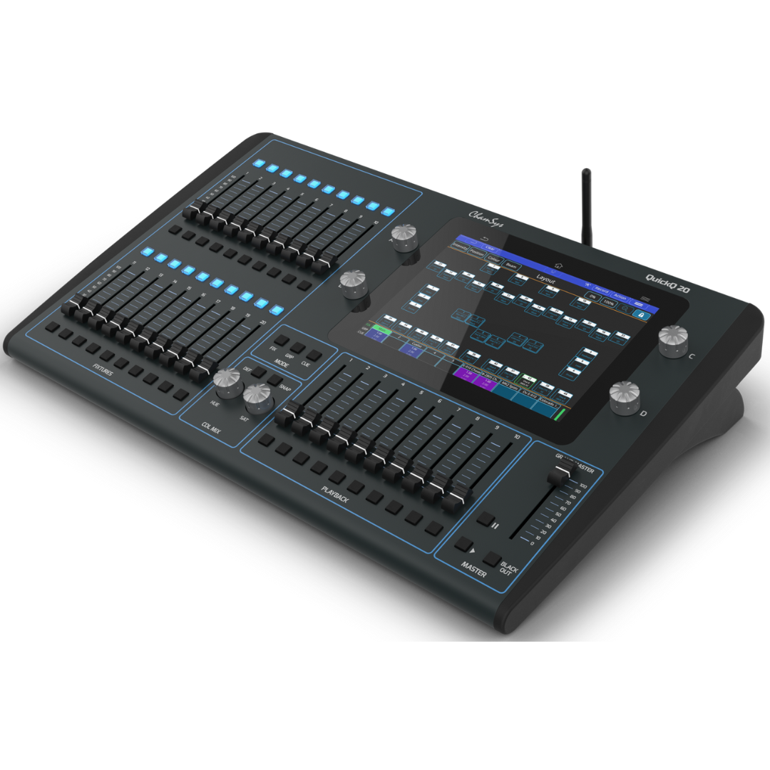 ChamSys QuickQ 20 | Touchscreen Console for LEDs & Moving Lights | 2 Universes with 20 Fixture Faders