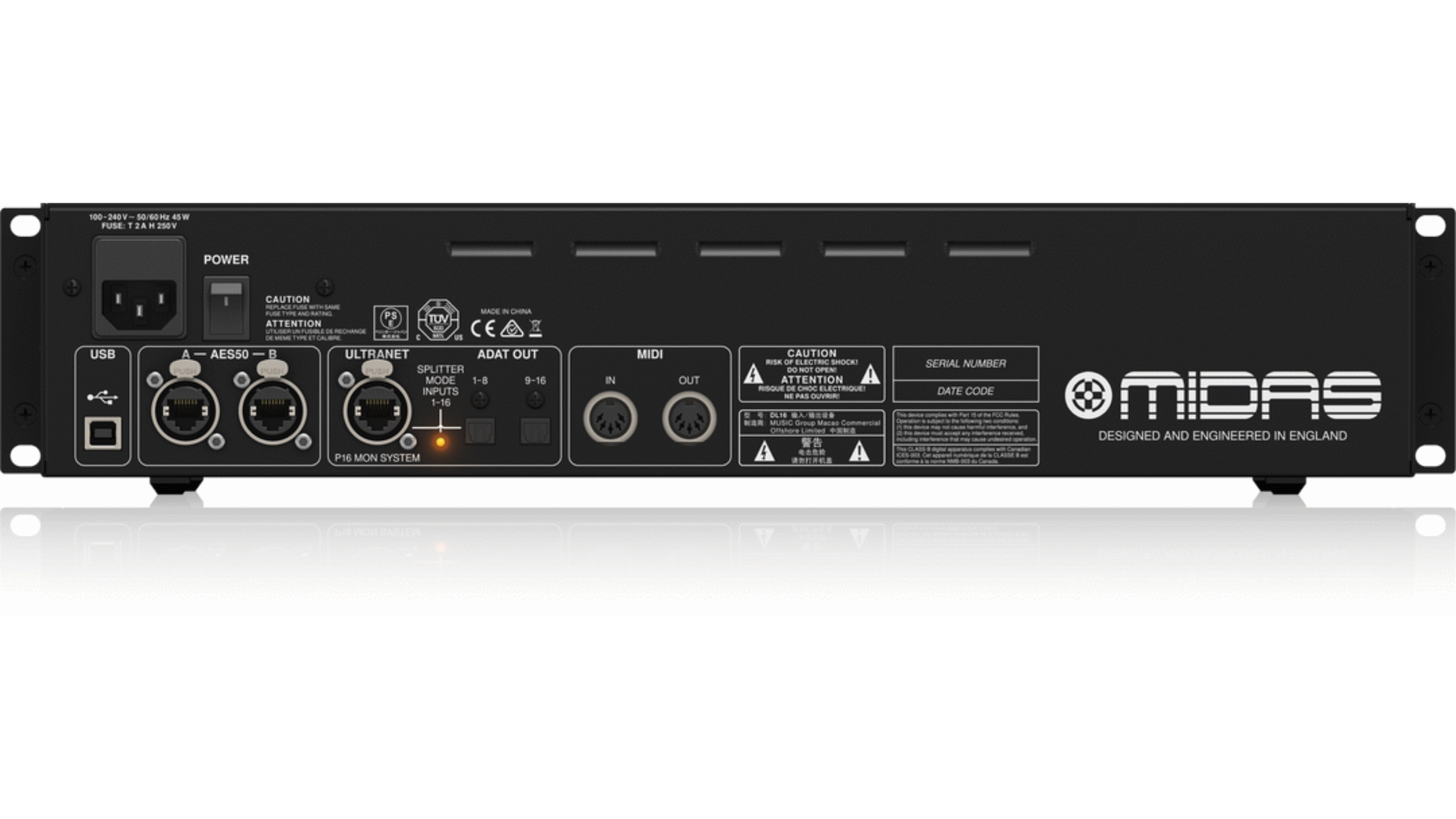 Midas MDS-DL16 | 16-In / 8-Out Digital Stagebox | Dual AES50 Ports & ULTRANET Support