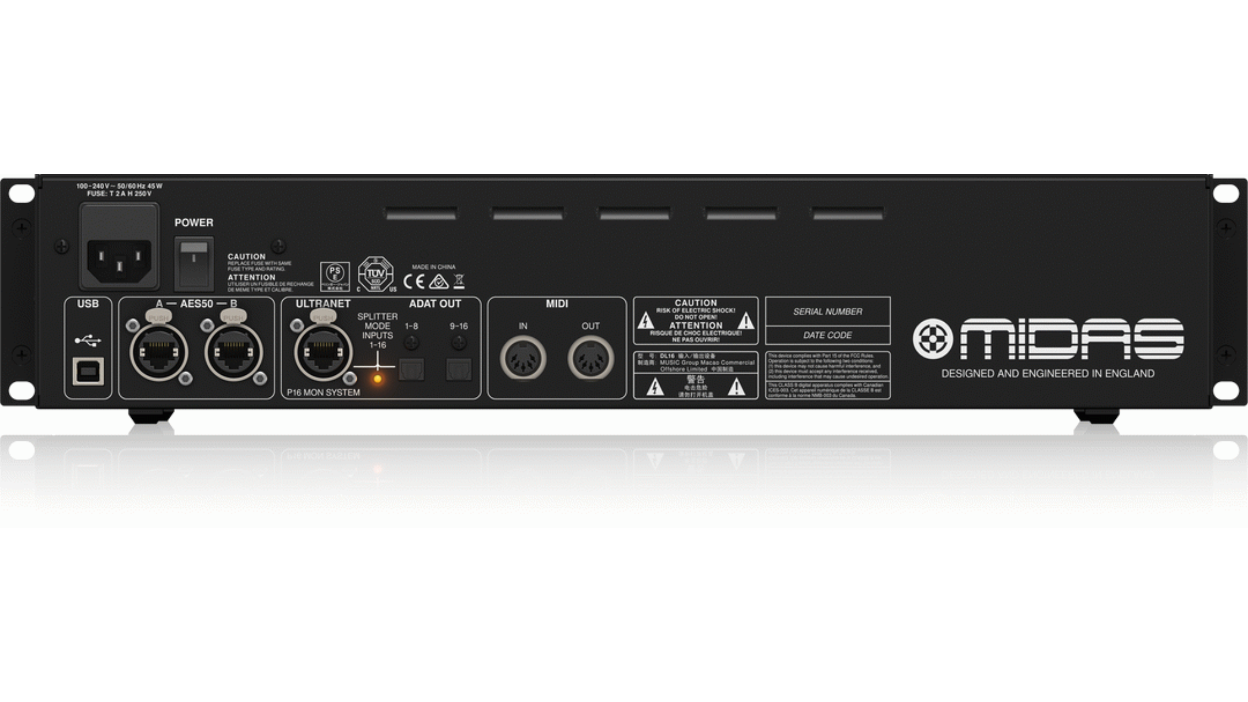 Midas MDS-DL16 | 16-In / 8-Out Digital Stagebox | Dual AES50 Ports & ULTRANET Support