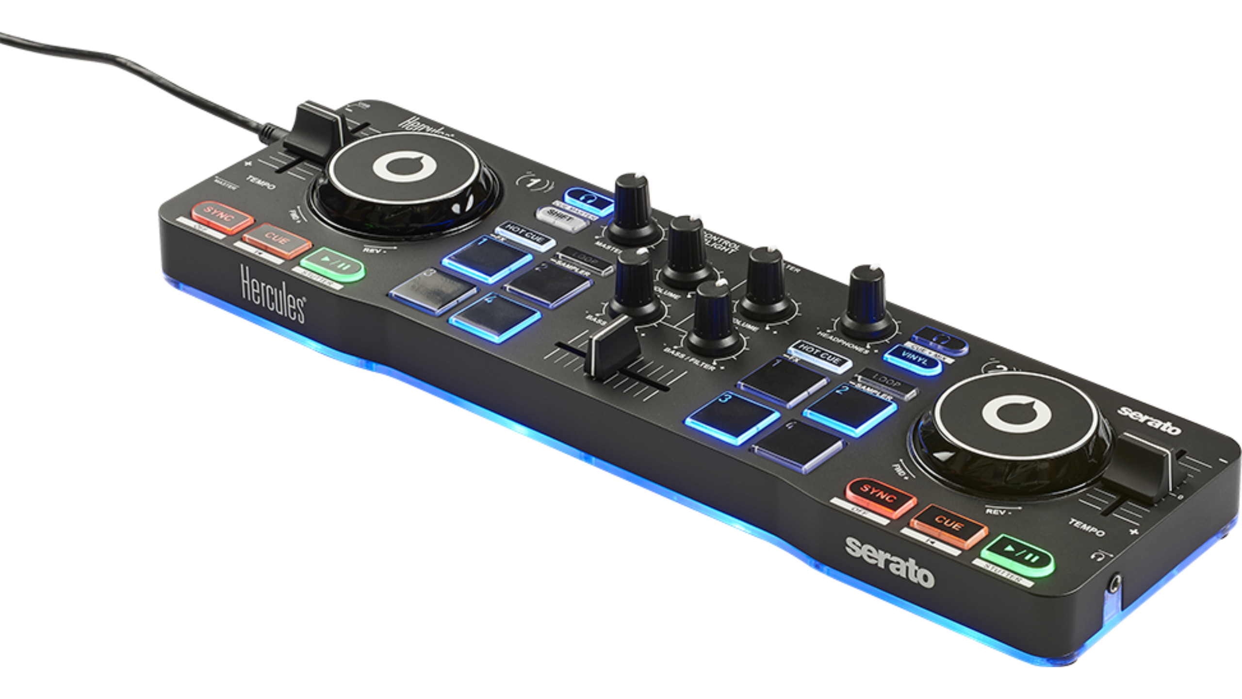 Hercules DJControl Starlight | 2-Deck USB Controller with RGB Pads | Serato DJ Lite Included