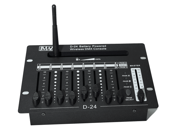 JMAZ D-24 | Wireless Battery-Powered 24-Channel DMX Controller with 1000ft Range
