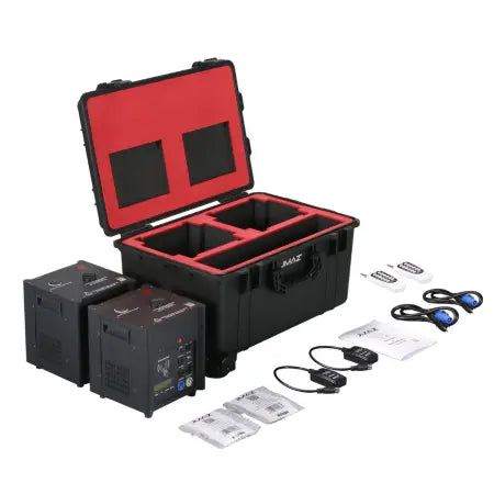 JMAZ Firestorm F4 Package | Dual Cold Spark Machines + Case | Includes RF Remotes & Spark Powder