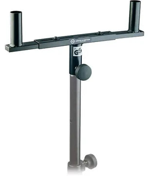 K&M 24105 | Dual Speaker Mounting Fork (Black) | Adjustable Width for 35mm Poles