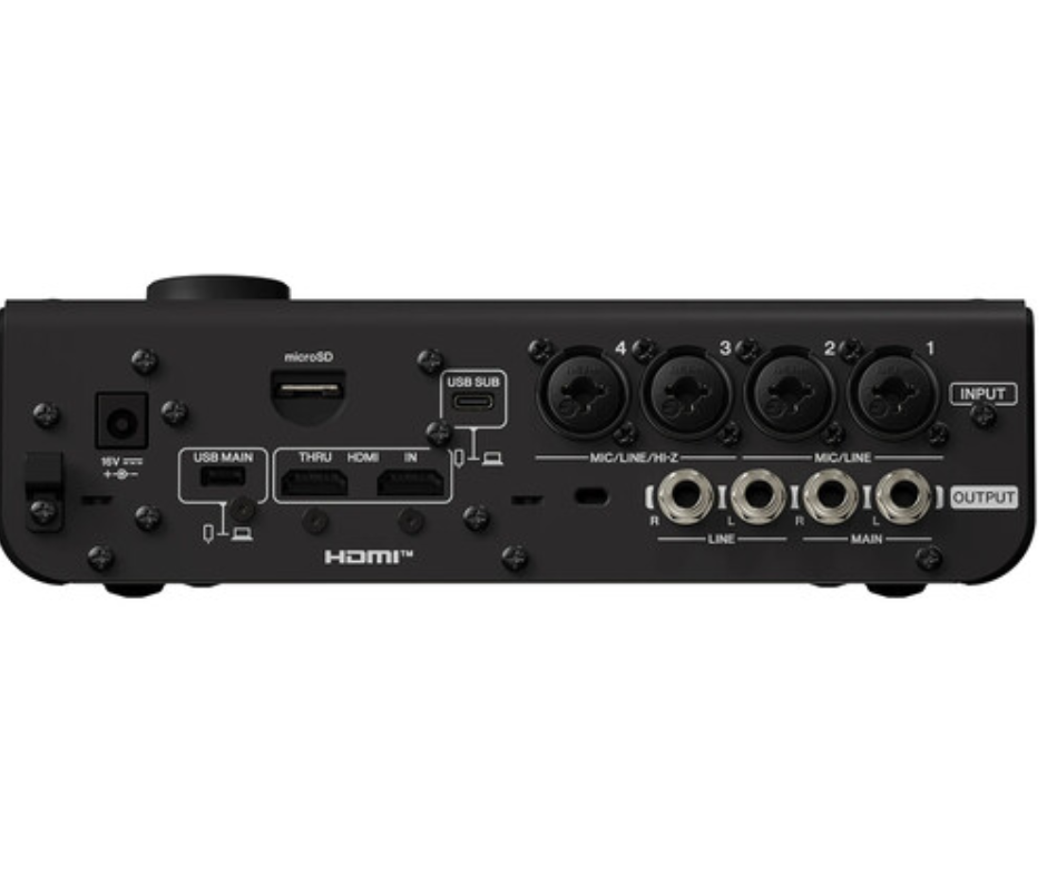 Yamaha URX44V B | 32-Bit Audio/Video Interface with HDMI I/O | 4 Mic Inputs + microSD Multitrack Recording