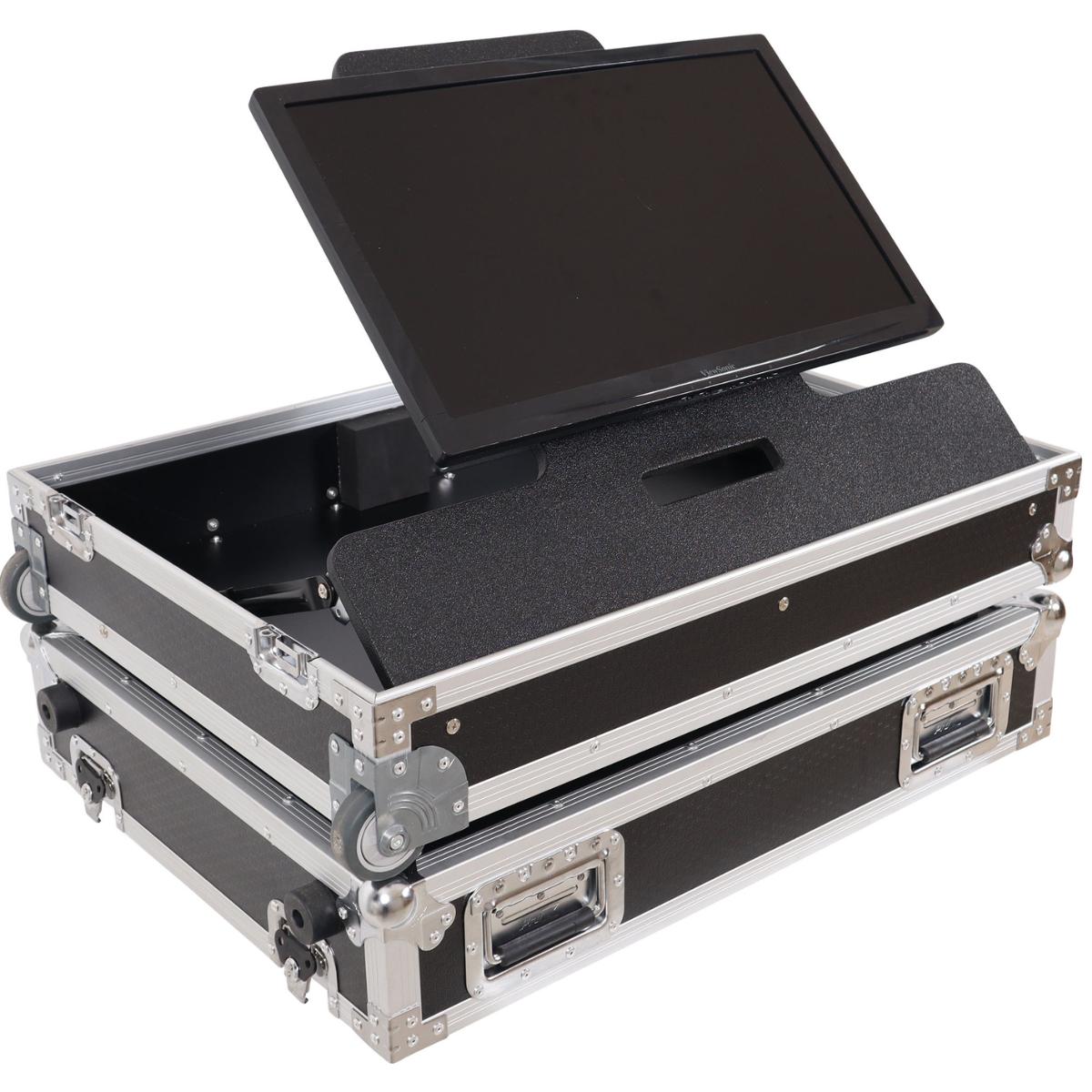 ProX XS TV32FMW | 32 Inch LED TV Flight Case | Adjustable Floor Monitor Case with Wheels