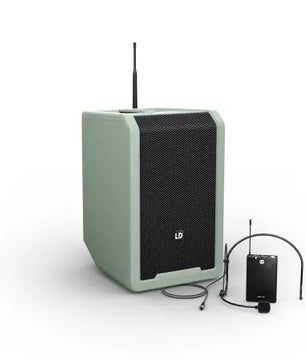 LD Systems Anny 8 BPH B4.7 GN | Portable Bluetooth PA Speaker with Mixer and Headset Microphone, Adventure Green