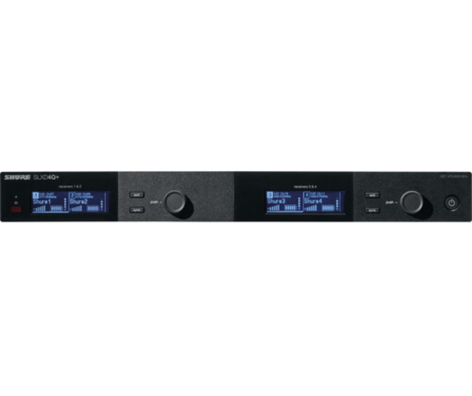 Shure SLXD4Q+ G57 | Quad Digital UHF Receiver - 138MHz Range | Rackmount 4-Channel with Audio Summing