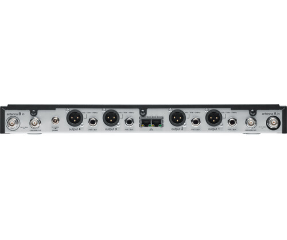 Shure SLXD4Q+ G57 | Quad Digital UHF Receiver - 138MHz Range | Rackmount 4-Channel with Audio Summing