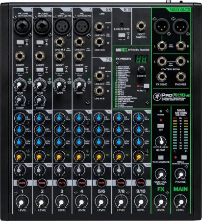 Mackie ProFX10v3 | 10-Channel Analog Mixer with USB | Onyx Preamps & 24 GigFX Effects