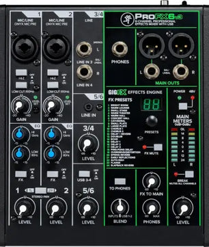 Mackie ProFX6v3 | 6-Channel USB Mixer with Onyx Preamps | GigFX Effects & 192kHz Recording