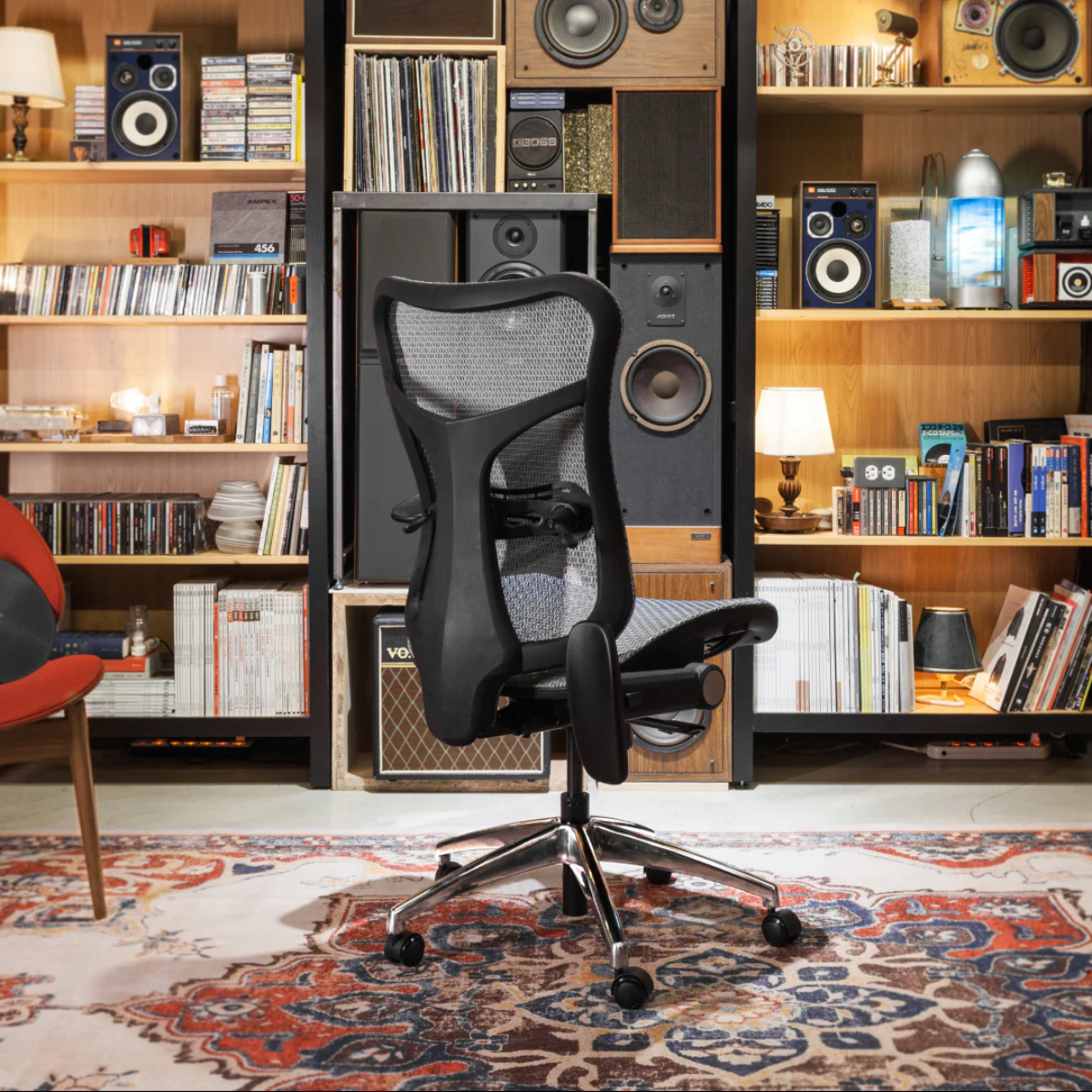 Wavebone Viking Studio Chair Black | Ergonomic Mesh Chair with Lumbar Support | Adjustable Arms & Reclining Back