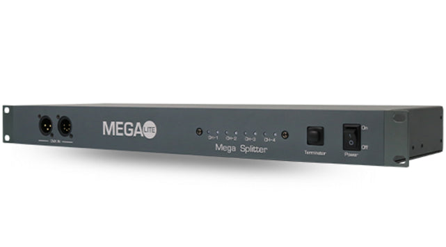 Mega Lite MEGA Splitter | 2 DMX Ins, 4 Outs, 3 & 5-Pin, Rack or Wall M ...