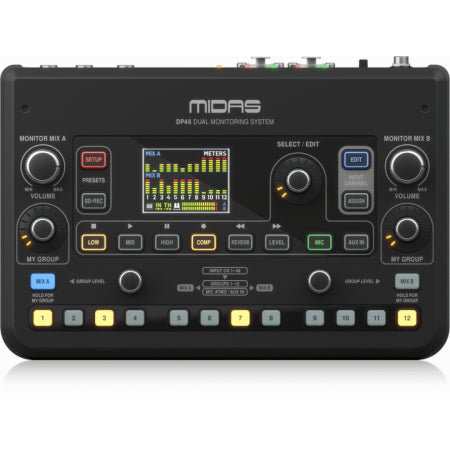 Midas MDS-DP48 | Dual 48-Channel Personal Monitor Mixer | 12 Stereo Groups + SD Recording