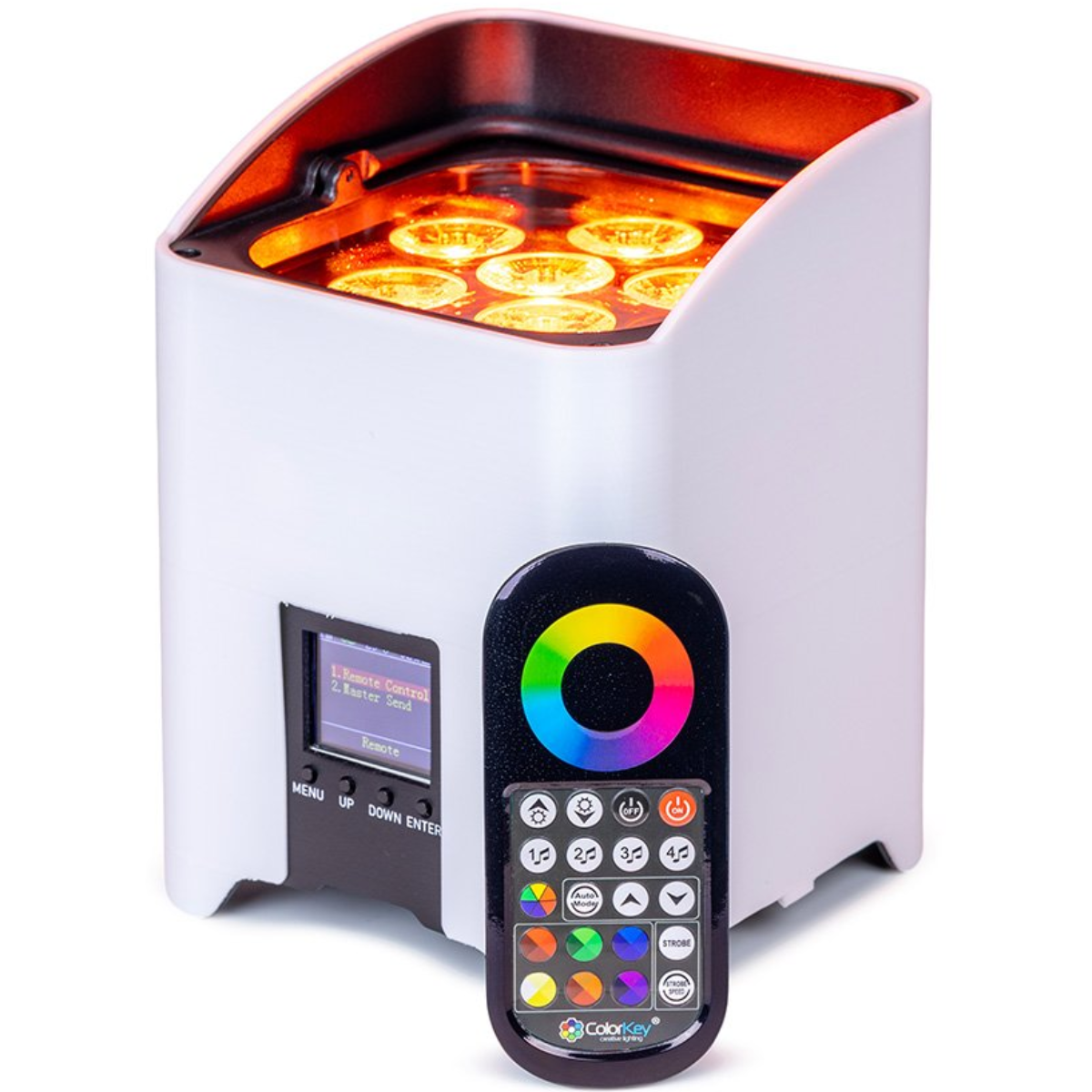 ColorKey MobilePar Pro HEX 6 8-Pack Bundle | 8 Wireless Battery Uplights with Charging Case | RGBAW UV Output with Built-In Wireless DMX