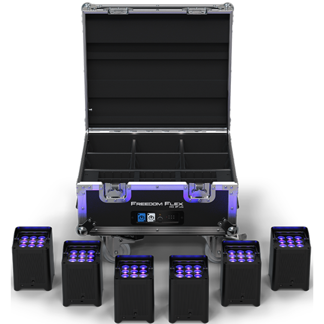 Chauvet DJ Freedom Flex H9 IP X6 | 100% Wireless Hex LED Uplight Kit | IP54 Outdoor-Ready with Charging Case