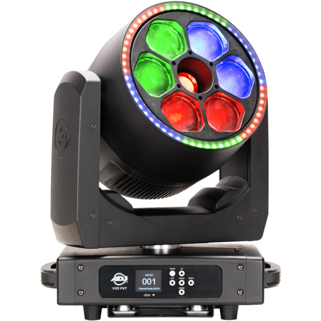 American DJ Vizi FX7 | 420W RGBL Moving Head - Beam, Wash, Kaleidoscope & LED Ring | Zoom 8°–38°, Pixel Control