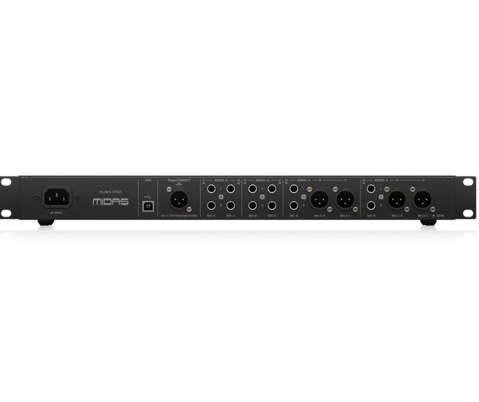 Midas MDS-HUB4 PRO | 96kHz Personal Monitor Hub | 16 Analog Outs + PoE for DP48